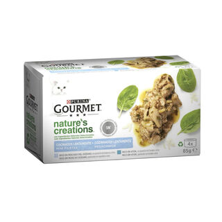 Purina Gourmet Nature's Creations Mini Filetes de Peixe lata para gatos 